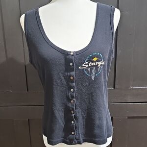 Harley-Davidson Black Button-Up Women's Tank with Sturgis Logo